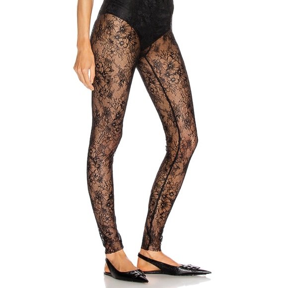 Velvet Pants - Velvet Floral Lace Leggings